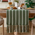 Caflife Boho Table Runner 90 Inchs Long Green, Cotton and Linen Woven by Caflife
