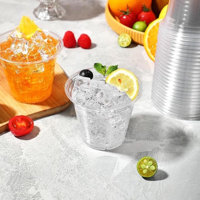 BYSNOW 100 Pack 9 oz Clear Plastic Cups Disposable Plastic Wine Cups | - Image 7