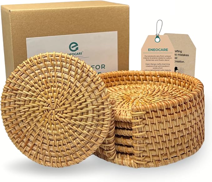 Handmade Natural Rattan Coasters by Eneocare