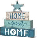Cinnvoice 4 Pcs Beach Summer Starfish Wooden Block Decor Coastal Farmhouse by Cinnvoice