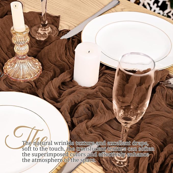 8 Pack Brown Table Runner 17 x 108inch Cheesecloth Table Runner Boho Gauze - Image 4