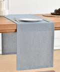 Wracra Linen Table Runner, Burlap Dusty Blue Table Runners 36 Inches Long | by Wracra