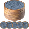 Wood Coasters for Drinks, Absorbent Coaster Sets of 5, Drinks Coasters for by EDEGG