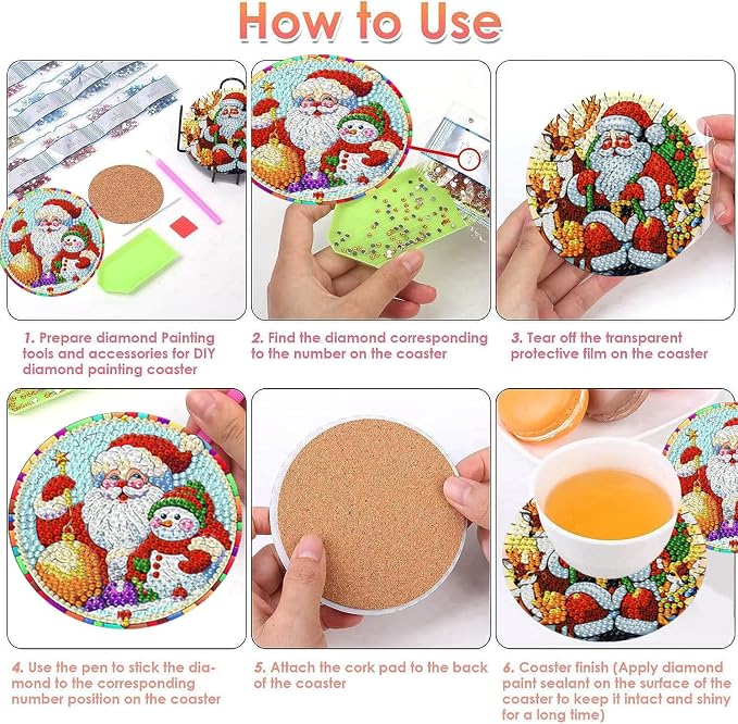 ijbnhd Christmas Diamond Art Coasters, 4x4 inch | DIY Kits - Image 7