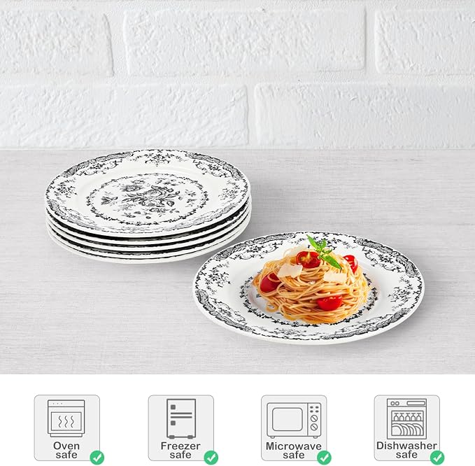 Salad Plates, 8.5 Inch Floral Plate, Microwave Safe, Dessert Plates, Porcelain - Image 4