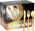 Zcaukya 200 Pieces Gold Plastic Silverware Set | Disposable Cutlery, 100 Forks by Zcaukya%7CBringYouHappyTime