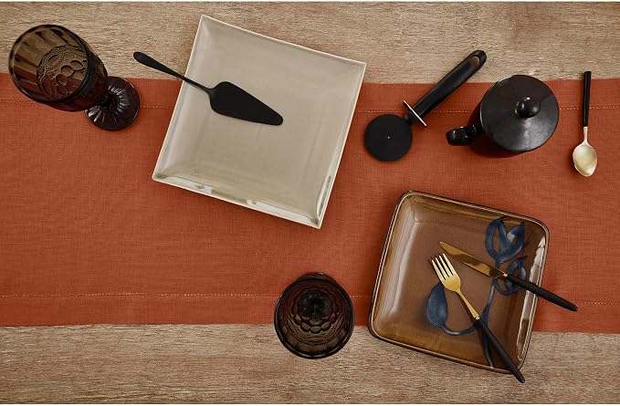 Solino Home 100% Pure Linen Table Runner Cinnamon Hemstitch, 14 x 108 in | - Image 3