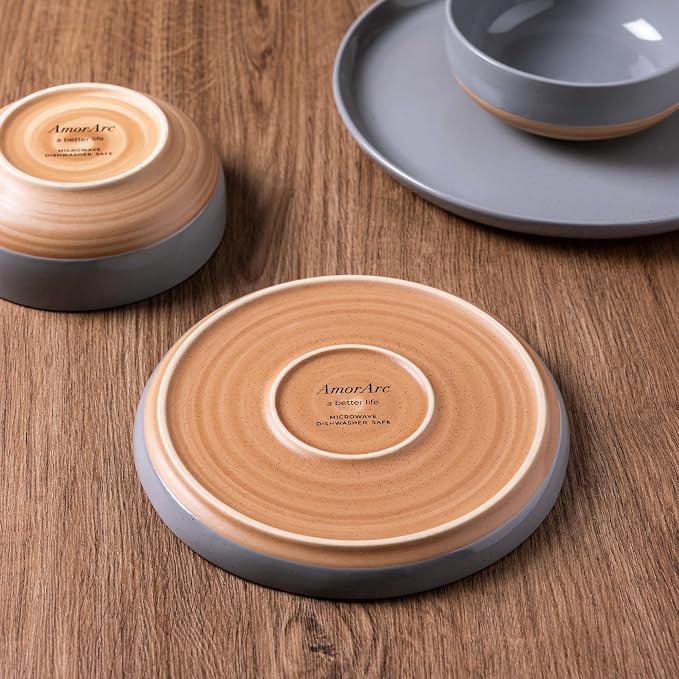 AmorArc Dinnerware Sets for 8, 24 Pieces Ceramic Plates and Bowls Set | Scratch - Image 4