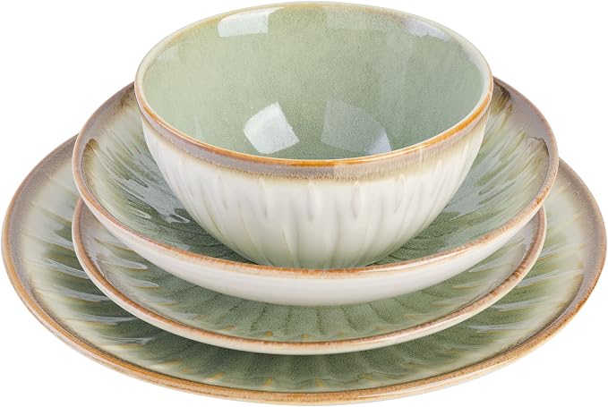Gibson Elite Mayfair Bay 16-Piece Embossed Double Bowl Dinnerware Set, Service - Image 3