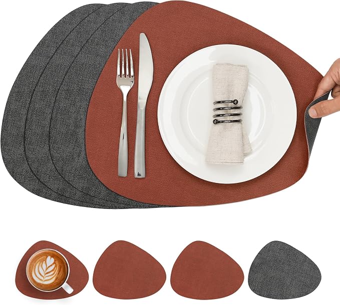 Faux Leather Placemats Set of 4, Dual Sided by Chitomars