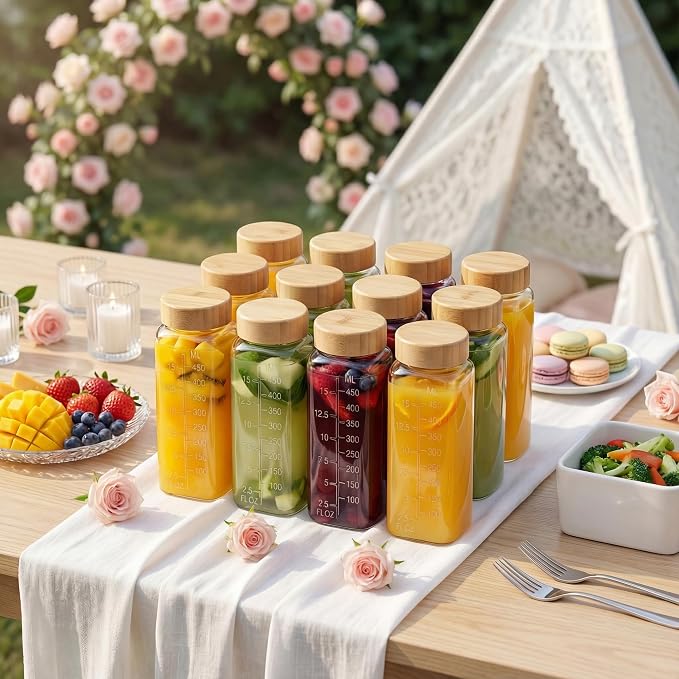 16 oz Square Glass Juice Bottles - Image 9