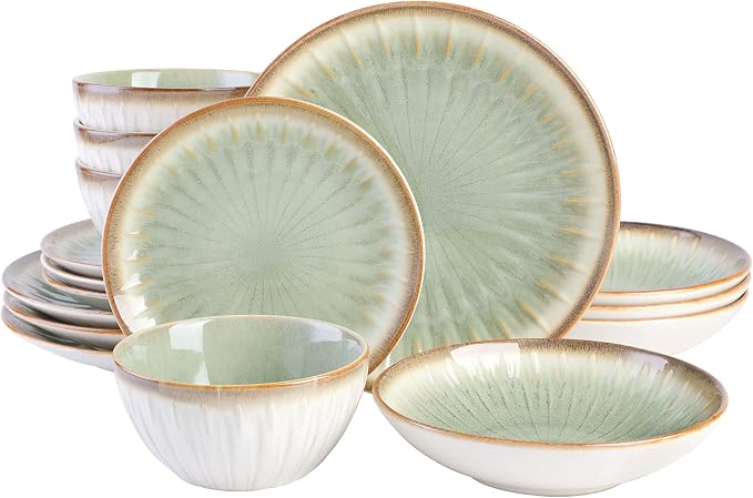 Gibson Elite Mayfair Bay 16-Piece Embossed Double Bowl Dinnerware Set, Service by GibsonHomewares