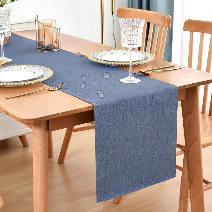 Faux Linen Table Runner Water Resistant 13 x 48 in, Coffee Table Runner by Nacuci