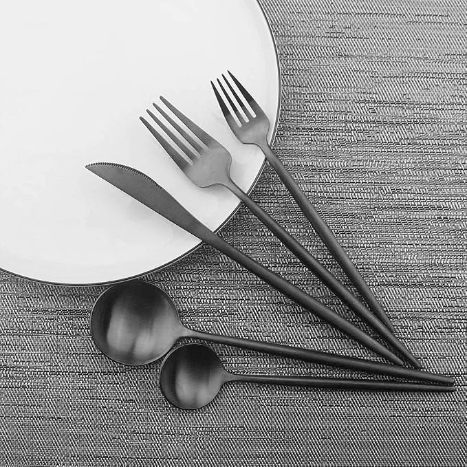 JASHII Luxury Black Flatware, 6-pieces Elegant Cute 18/10 Stainless Steel - Image 2
