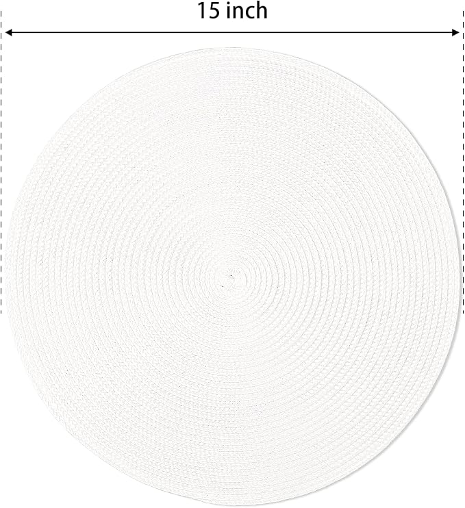 FunWheat Round Braided Placemats Set of 6 Table Mats - Image 2