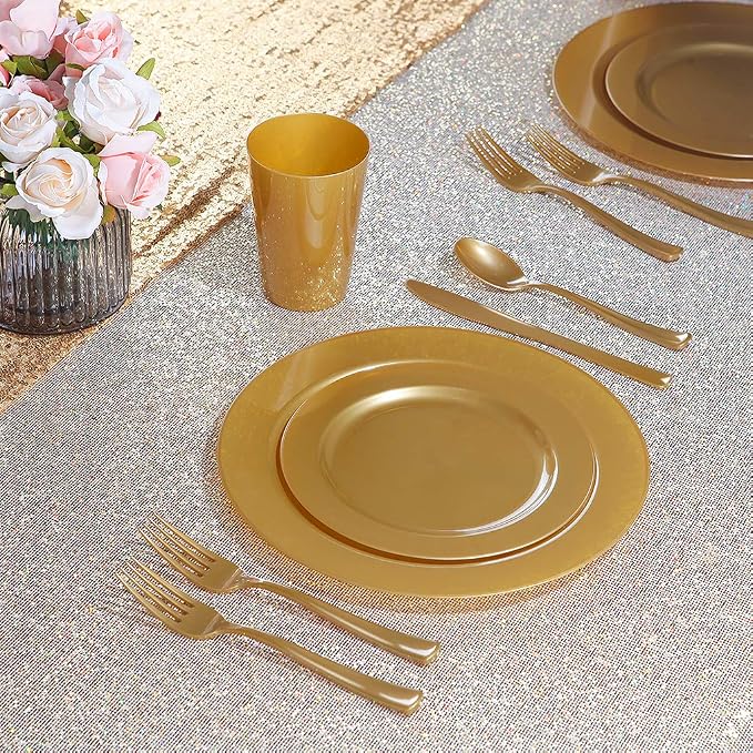 102 Pieces Solid Gold Disposable Plates - Image 5