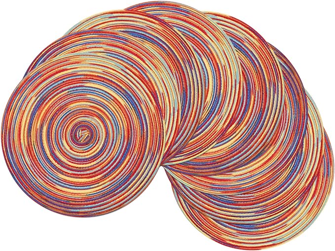 SHACOS Round Braided Placemats Set of 8 Washable 15 inch Round Table Mats by SHACOS