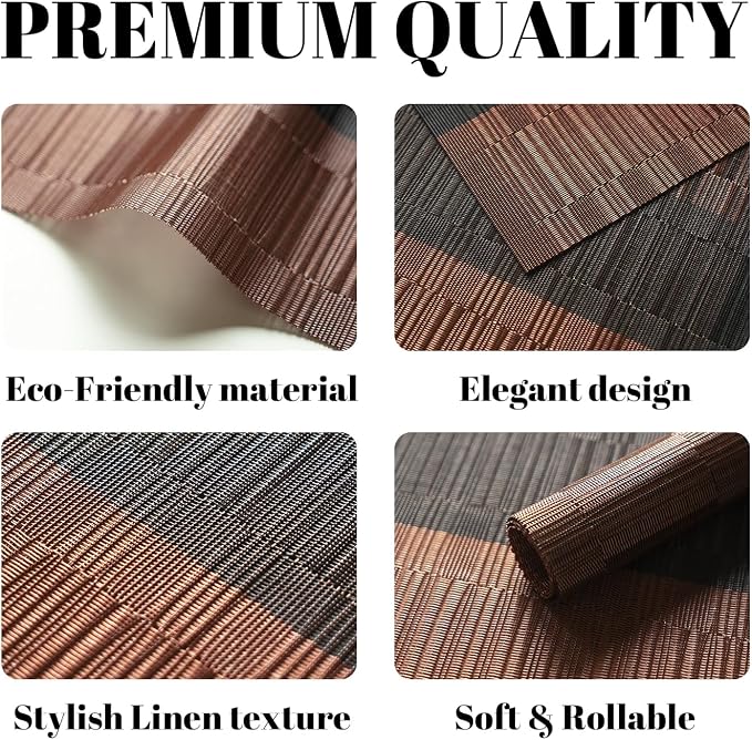 Placemats Set of 6 Vinyl/Plastic Woven Place Mats - Image 2