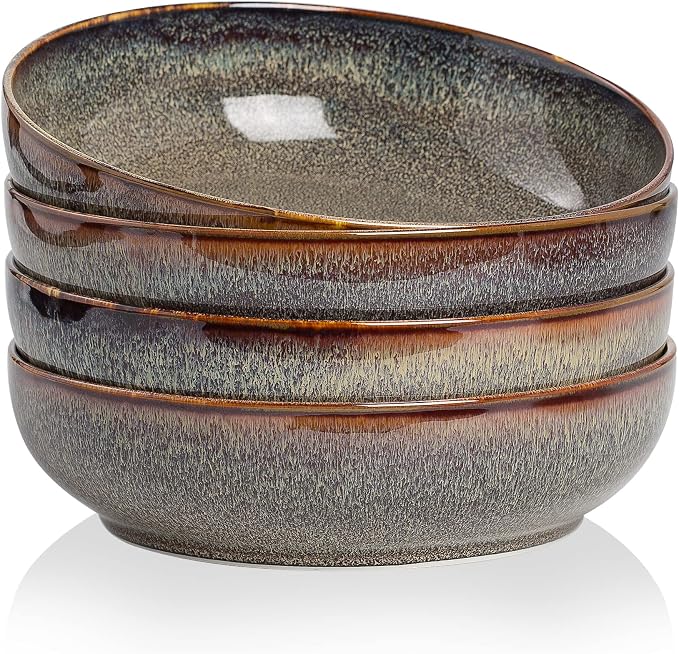 30oz Ceramic bowls set of 4-8" serving bowls by KYBSCZMoment