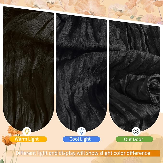 Showgeous 4 Pack Black Cheesecloth Table Runner, 17 x 108 Inches | Boho - Image 7