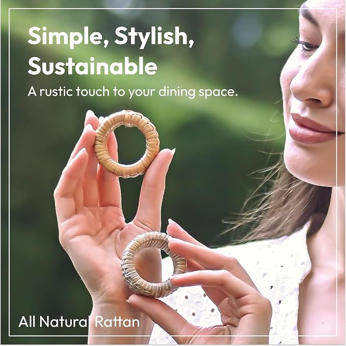 Handmade Wicker Rattan Napkin Ring Set of 12 – Natural Rattan Napkin Rings Boho - Image 5