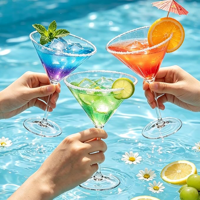 Plastic Martini Glasses Set of 24, 9 oz Clear Cocktail Cups | Unbreakable - Image 6