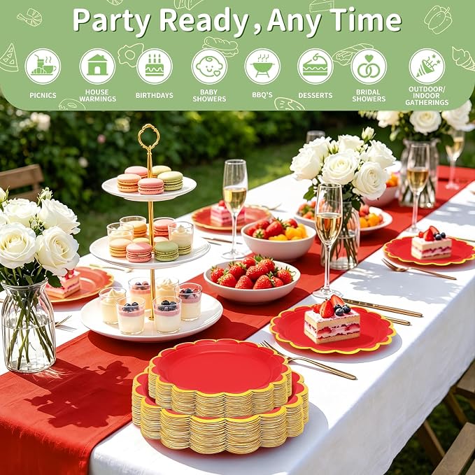 50 Pcs Red Paper Plates - Image 3
