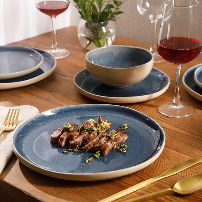 Gibson Elite Manila Bay 12-Piece Stoneware Dinnerware Set, Service - Image 2