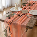 Fresh Salmon Cheesecloth Table Runner 120 Inches by KEKETOARRANGE