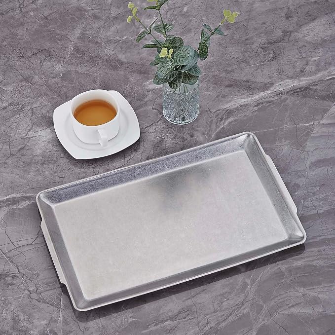 15.8" x 9.5" Large Serving Trays Vintage Style Stainless Steel Heavy-Duty Large - Image 8