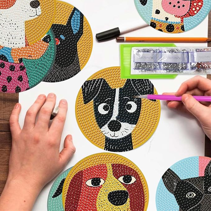 VIGEGU 8 Pack Dog Diamond Art Coasters Kits- Diamond Painting Coasters Kits | - Image 4