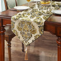 Vintage Table Runner European Jacquard Luxury Thick Chenille Beige 13x98 | by HeMiaor