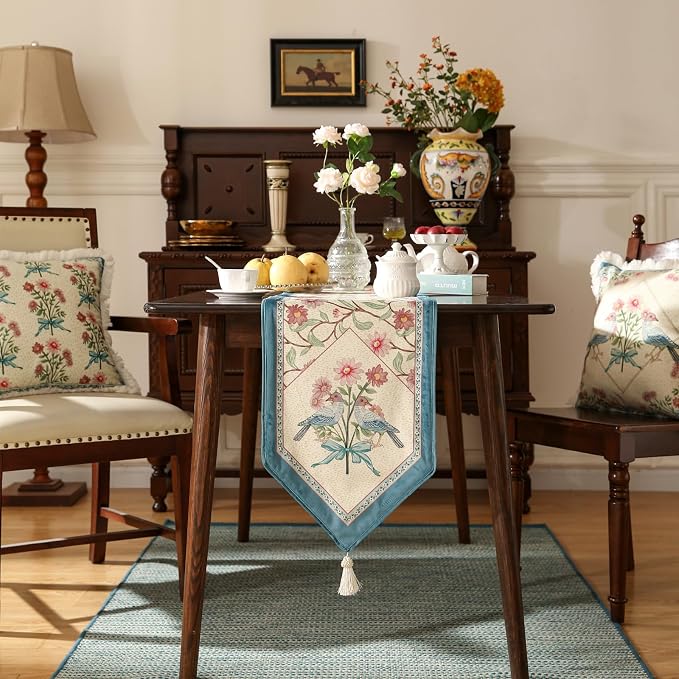 Patdrea Designer Elegant Velvet Table Runner, Colorful Floral Pattern, - Image 8