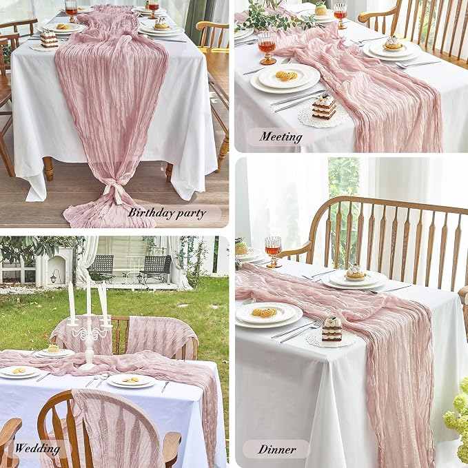 IVAPUPU Dusty Pink Table Runner 120 Inches - Image 6