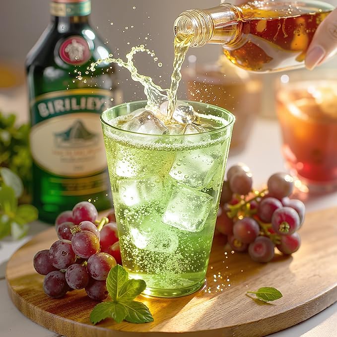 Glowserve 100 Pack 12 oz Green Disposable Plastic Cups Cocktail Glasses | Cold - Image 3