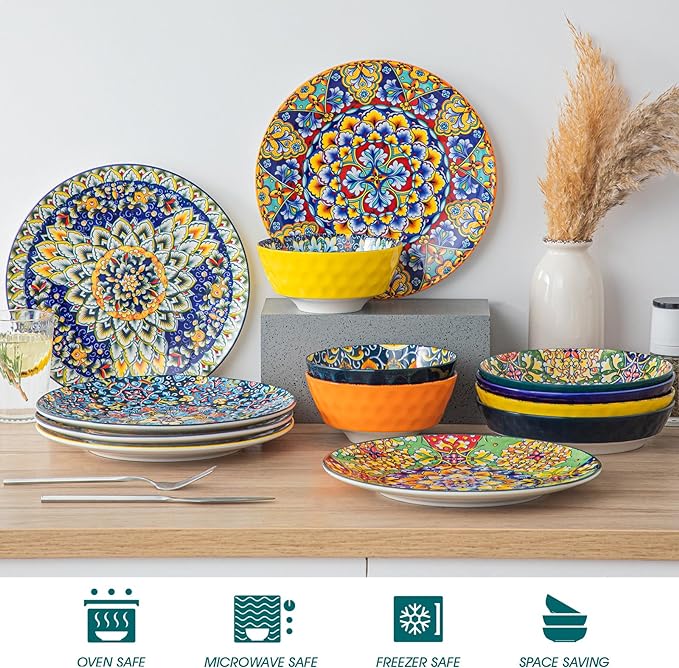 vancasso Ceramic Dinner Plates Set of 6, 10.5 Inch, Microwave Safe | Salad - Image 4