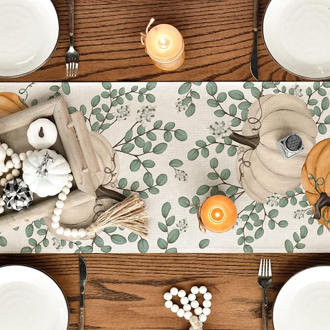 Artoid Mode 210 GSM Fall Table Runner 13x90 Inch Home Party Decor | Orange - Image 4