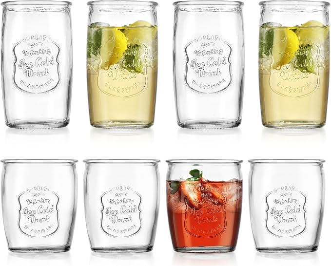 Glaver's Ice Cold Set of 8 Drinking Glasses 4-20 Oz Highball Glasses, and 4-13 - Image 2