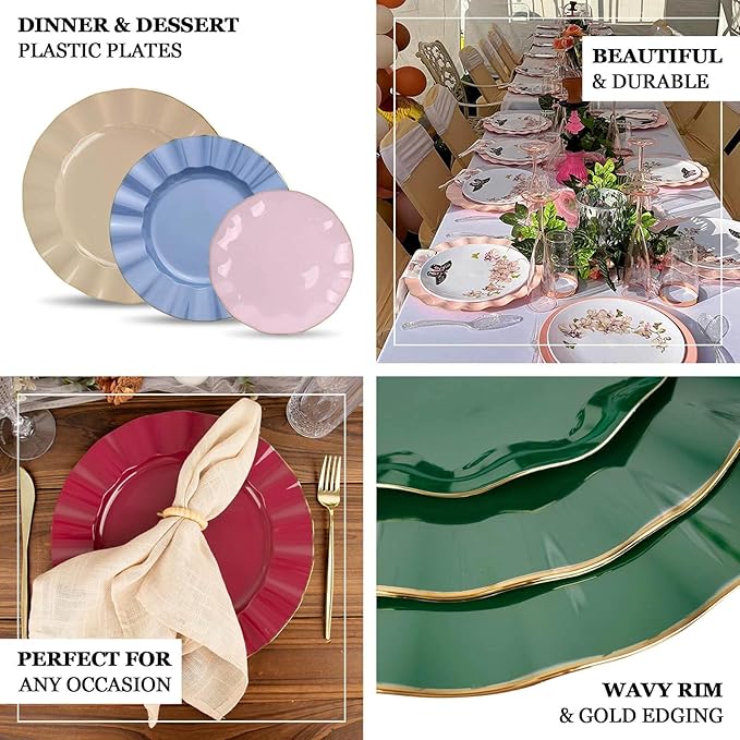 Efavormart 11" Dinner Plates – Set of 10 Plastic Black Round Disposable Plates - Image 4