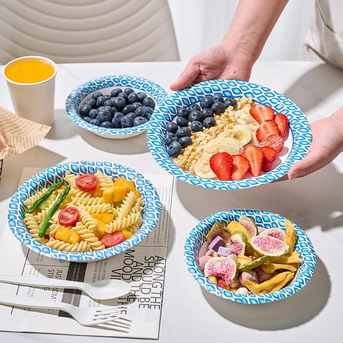 MUCHII 12 Oz Paper Bowls 200 Counts Disposable Bowls, Printed Soak Proof Small - Image 7