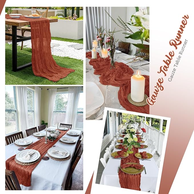 16 Pack Terracotta Cheesecloth Table Runners 20x120 Inch Gauze Table Runner - Image 5