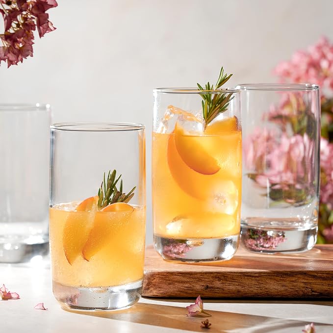 Set of 4 Highball Glasses 16 Oz Collins Cocktail Drinking Glass Cups, Bubble - Image 3