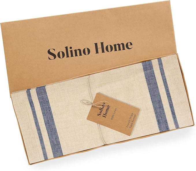 Solino Home 100% Linen Table Runner, 14 x 90 in, mitered corners | Pure Linen | - Image 5