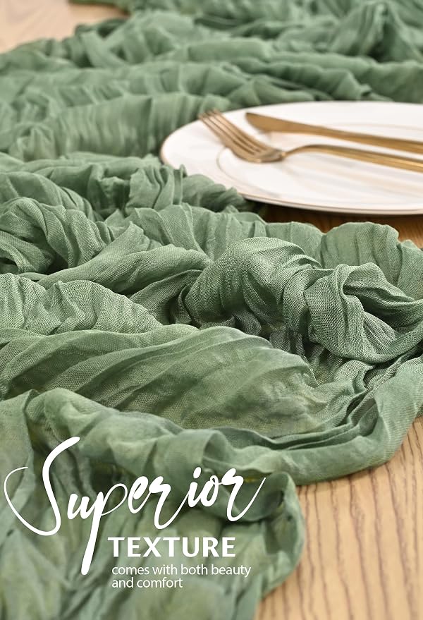 4 Pack Cheesecloth Table Runner 10FT Sage Green Table Runner Boho Gauze Cheese - Image 4