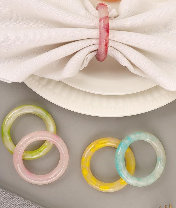 Epoxy Resin Napkin Rings, Pastel | Smooth polished finish, farmhouse modern - Image 7