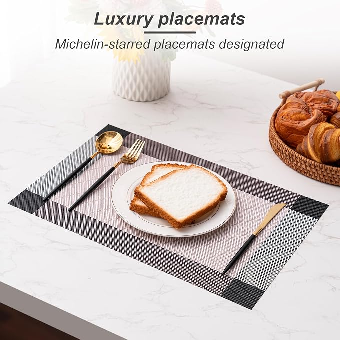 Placemats Set of 6 Washable Indoor | Outdoor Vinyl Place Mats - Image 5