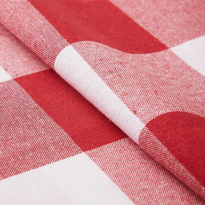 Encasa XO Table Runner, Woven Cotton Dining Runner 13"x59" | Buffalo Red Checks - Image 5