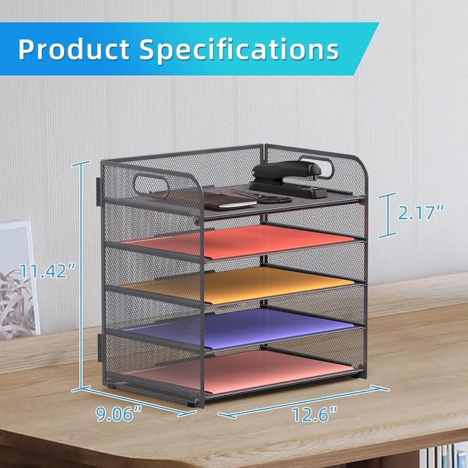 5 Trays Paper Organizer Letter Tray - Image 6
