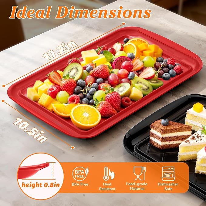 Grilling Prep & Serve Trays for Party Set of 6, Large BBQ Serving Platters | - Image 2
