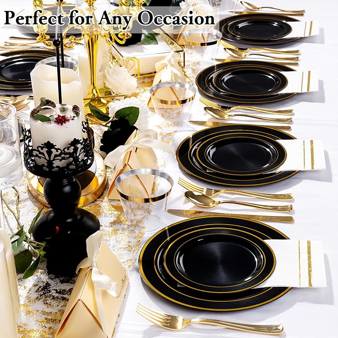 GATHER 700PCS Black Plastic Plates 100 Guest - Image 4